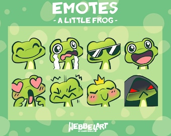 Conjunto de emoticones de rana chibi adorables para Twitch, Discord y YouTube (descarga digital)
