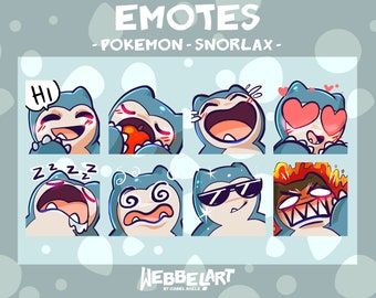 POKEMON SNORLAX EMOTES Set (8) | Twitch | Discord | YouTube | Streaming | Pokemon Snorlax Emoji Emote Pack