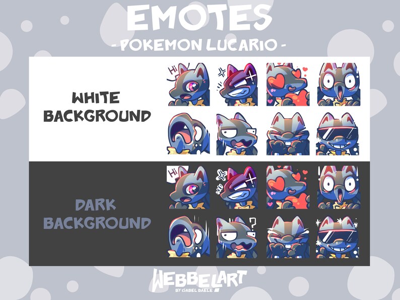 POKEMON LUCARIO EMOTES Set 8 Twitch Discord YouTube Streaming Pokemon Lucario Emoji Emote Pack image 2