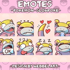 Galarian Slowpoke Emotes for Twitch, Discord, YouTube (Digital Download, 8-Pack)