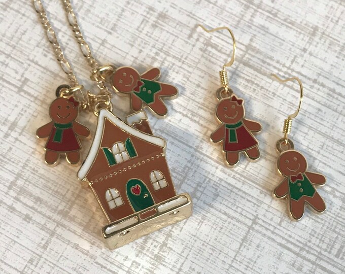 Gingerbread Necklace and Earrings Set