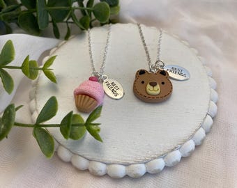 Cupcake and Bear Friendship Necklace