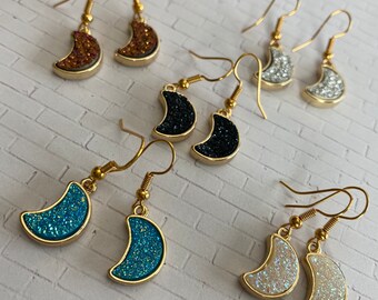 Druzy Moon Earrings