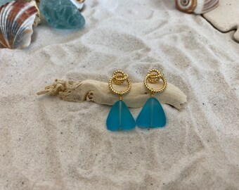 Knotted Sea Glass Earrings