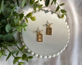 Gold Colored Tile Earrings