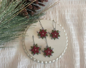 Poinsettia Hoop Earrings