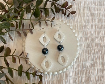 Clay and Pearl Earrings
