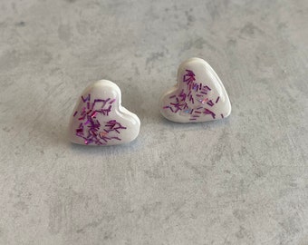 Glitter Heart Studs