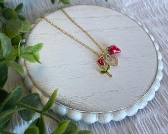 Strawberry and Heart Necklace