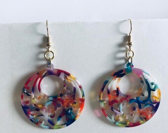 Resin Filigree Circle Earrings