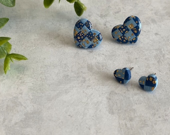 Checkered Heart Studs