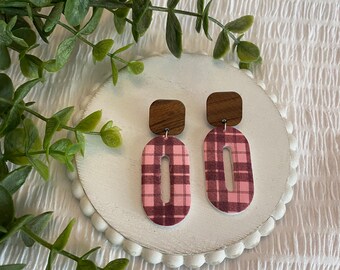 Pink Plaid Earrings