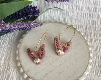Floral Chicken Earrings