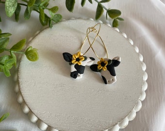 Sunflower Cow Earrings