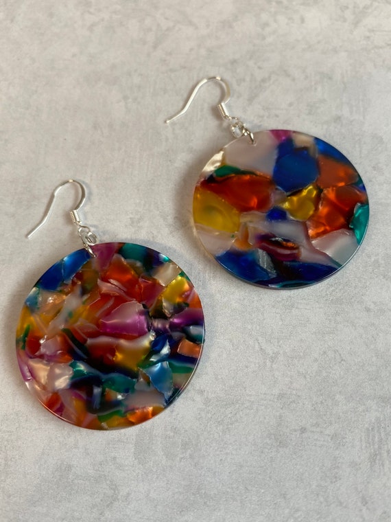 Rainbow Resin Earrings