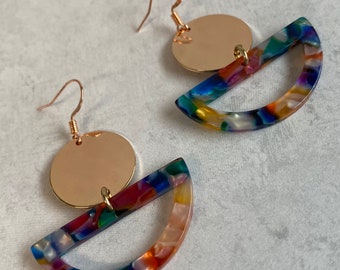Rainbow Resin Earrings