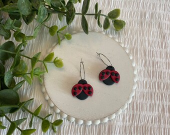 Ladybug Hoop Earrings