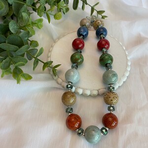Ceramic Necklace , Ceramic Beads , Beads Necklace -jewelry