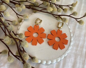 Wooden Flower Earrings