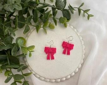 Pink Bow Earrings