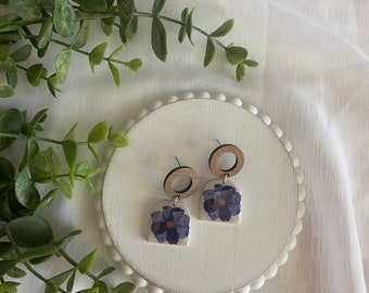 Purple Flower Earrings