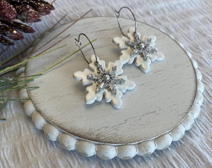 Featured listing image: Crystal Snowflake Hoops