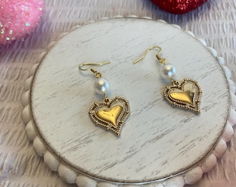 Pearl Heart Earrings