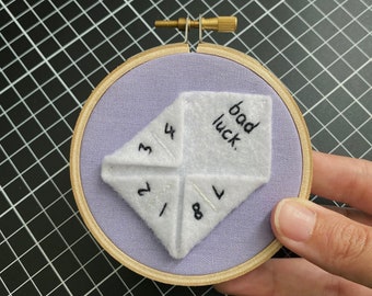 Bad News - Felt Embroidery Hoop, Fortune Teller Art