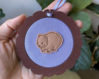 Fluffmas Wombat - Felt Embroidery Art Hoop