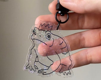 Toad Queen Keychain - Cute Acrylic Holographic Keyring