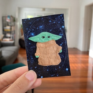 Baby Yoda Art Sticker, Grogu Embroidery Art