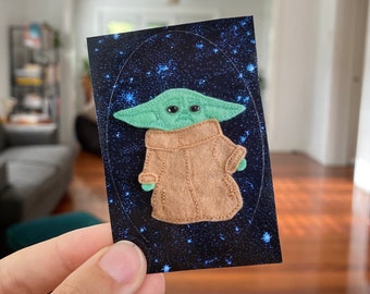 Baby Yoda Art Sticker, Grogu Embroidery Art