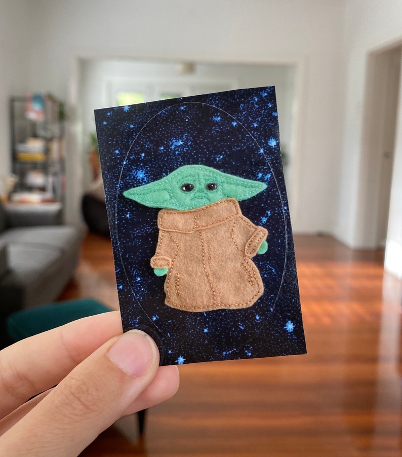 Baby Yoda Art Sticker, Grogu Embroidery Art image 1