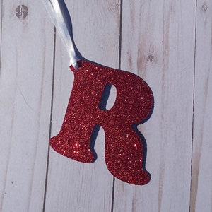 Glitter Letter Ornament, Custom Alphabet Glitter Tag,Glitter Gift Tag, Custom Name Ornament,Monogram Initial Ornament image 4