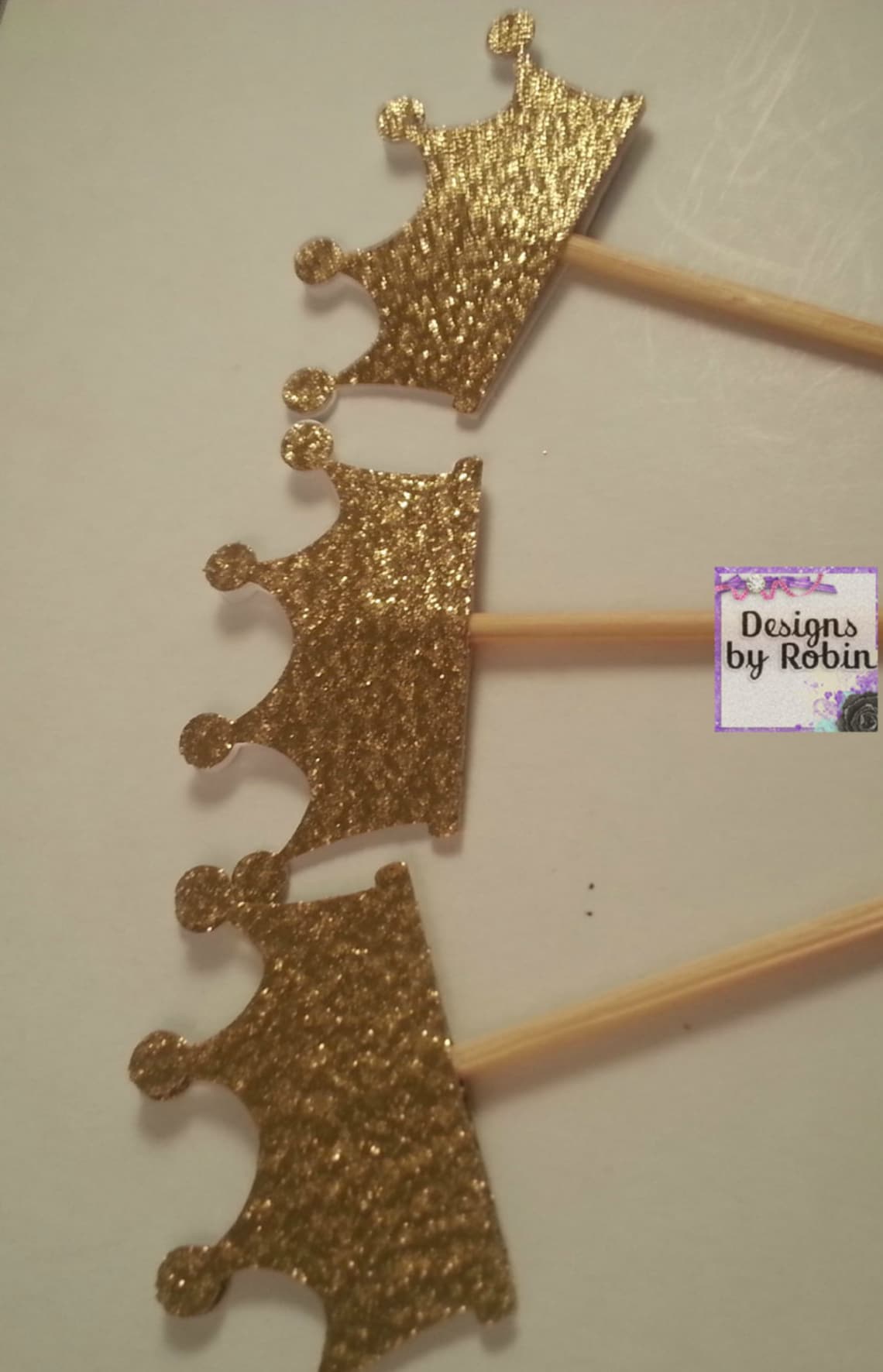 Gold Glitter Princess Crown Cupcake Picks, Tiara Gold and Pink Party ...