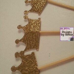 Gold Glitter Princess Crown Cupcake Picks, Tiara Gold and Pink Party ...