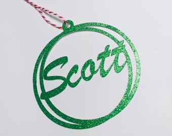 Personalized Glitter Christmas tag, Christmas Stocking Tag, Personalized name tag, Present name tags