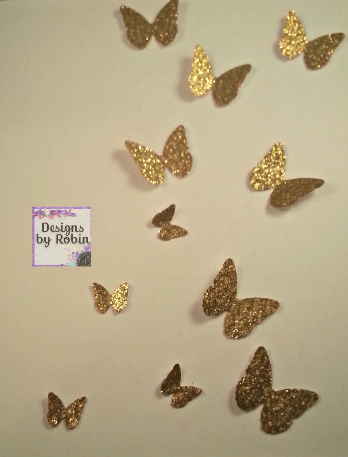 Download 3d Gold Butterfly Wall Art Small Butterflies Swarm Of Gold Etsy