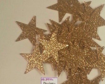 100 - 3/4 inch  Gold Glitter Star Die Cuts, Wedding Gold Confetti, Country Star Cut Outs- Outdoor Star Dies, Baby Shower, Twinkle Star