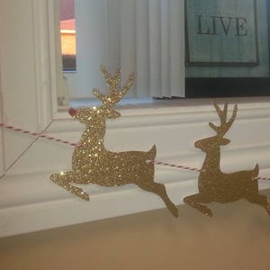Reindeer Banner, Deer Garland, Christmas Deer Garland, Christmas Rudolph Banner, Winter Garland Decorations, Santa Reindeers