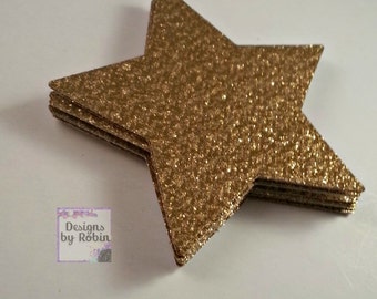 3 inch Gold Glitter Star Die Cuts, Wedding Gold Diecuts, Country Star Cut Outs- Outdoor Star Dies, Star, Baby Shower, Twinkle Star