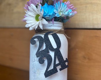 2024 Graduation Centerpiece Tags, Mason Jar Decorations, flower vase tag