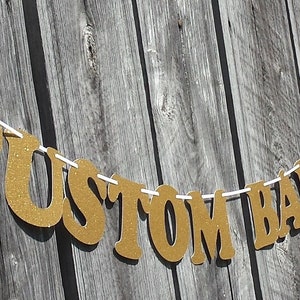 Custom Banner, Birthday Banner, Personalized Name Banner, Gold Glitter Letters, Custom Party Decorations image 10