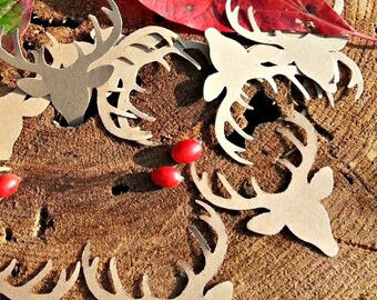 25 + Deer die cut - deer punch outs - deer head confetti, Deer Embellishment,