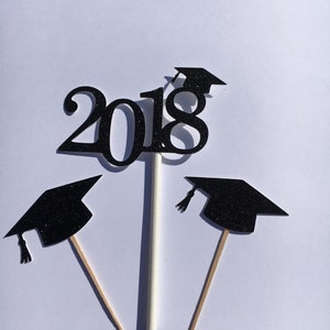 Graduation Cupcake Toppers, Cap Appetizer Picks, 2024 Graduation Caps ...