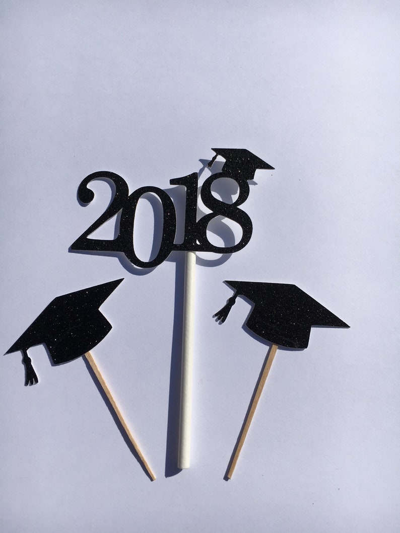 Graduation Cupcake Toppers, Cap Appetizer Picks, 2024 Graduation Caps image 5