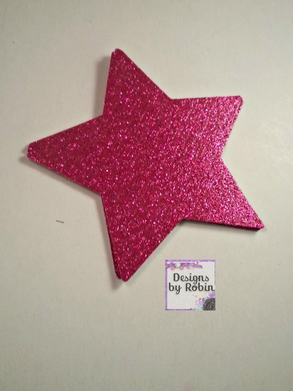 30 3 inch Pink Glitter Stars, Wedding Gold Die cuts, Country Star Cut