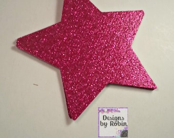 3 inch Pink Magenta  Glitter Stars, Wedding Gold Die Cuts, Country Star Cut Outs, Outdoor Star Dies, Star, Baby Shower, Twinkle Star