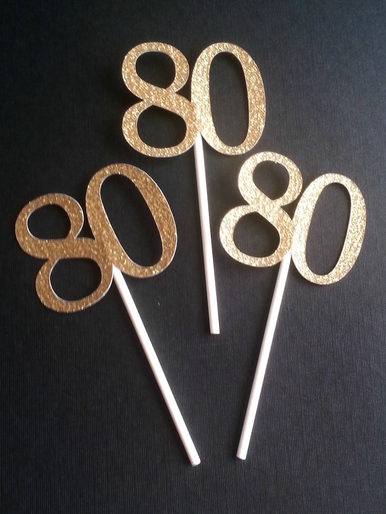 80 Cupcake Toppers 80th Birthday 12 Ct 80th Cupcake Toppers Etsy