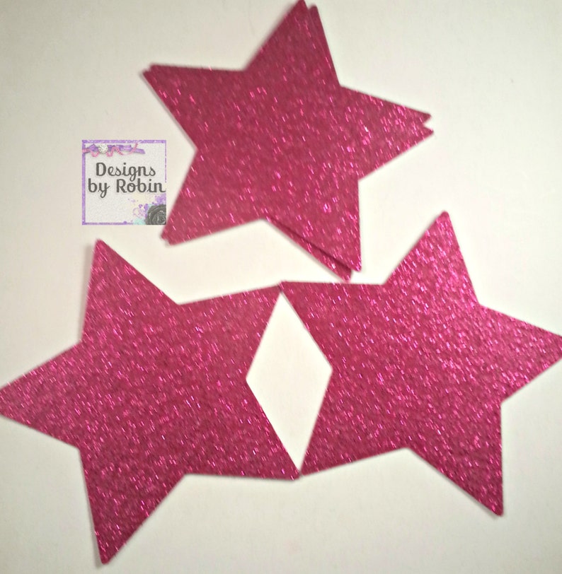 50 3 inch Purple Glitter Stars, Wedding Gold Diecuts, Country Star Cut Outs Outdoor Star Dies, Star Baby Shower, Twinkle Star image 2